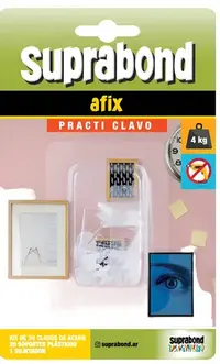 kit de 20 clavos de acero 20 soportes plástico 1 sujetador soporta 4kg.